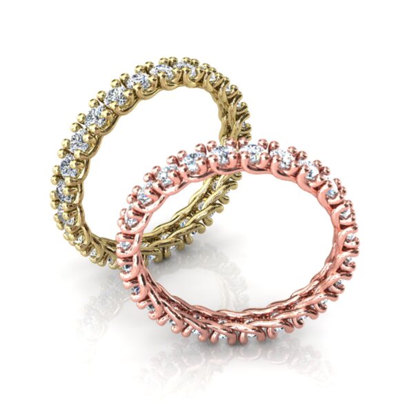 2 Alianças Cravadas Pedras Redondas Ouro 18k Amarelo E Rose - Image 3