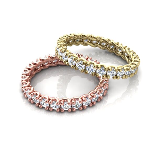 2 Alianças Cravadas Pedras Redondas Ouro 18k Amarelo E Rose - Image 2