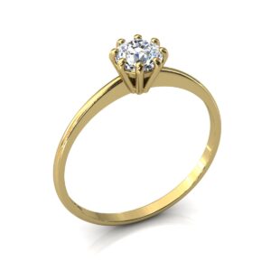Anel Solitário Fino Com Pedra Zircônia Em Ouro 18k