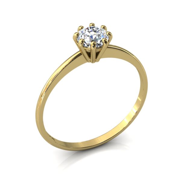 Anel Solitário Fino Com Pedra Zircônia Em Ouro 18k
