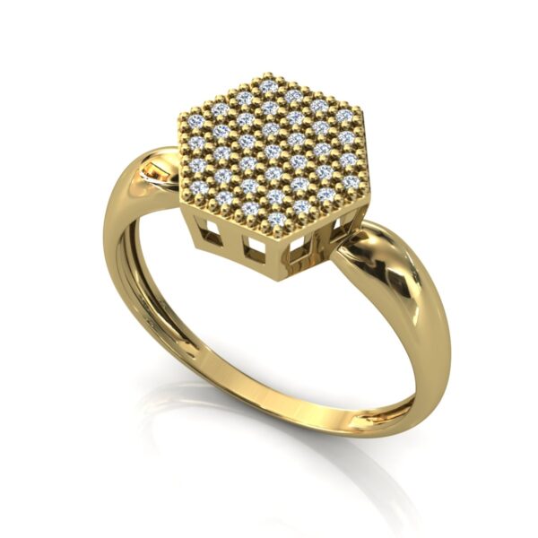 Anel Chuveiro Hexágono 37 Pedras Zircônias Ouro 18k - Image 3