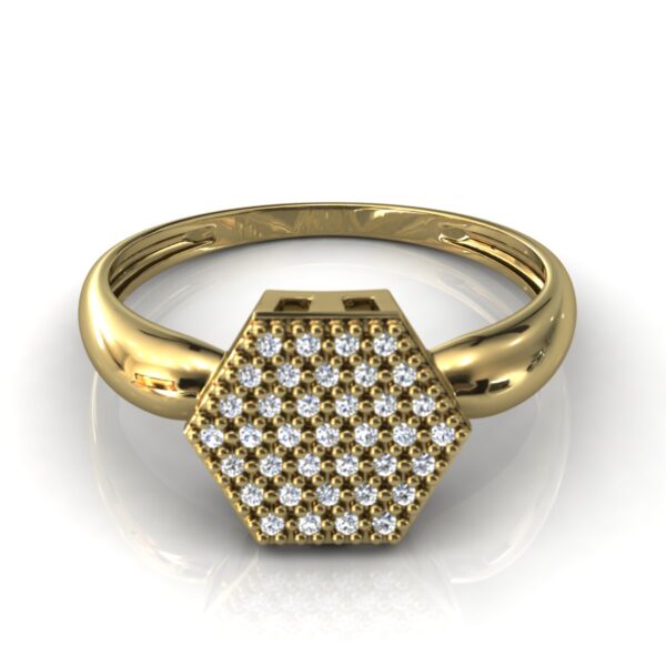 Anel Chuveiro Hexágono 37 Pedras Zircônias Ouro 18k - Image 4