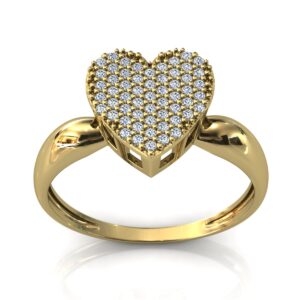 Anel Chuveiro Coração 57 Pedras Zircônias Ouro 18k