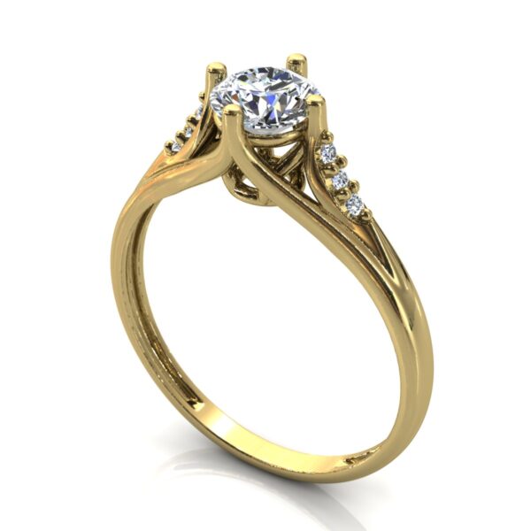 Anel Noivado Com 7 Pedras Em Zircônia Em Ouro 18k - Image 3