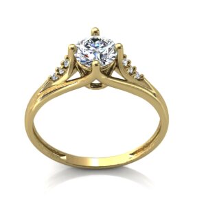 Anel Noivado Com 7 Pedras Em Zircônia Em Ouro 18k