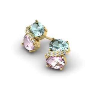 Brincos Ovais Azuis em Ouro 18k