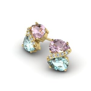 Par de Brincos Gotas Ametista em Ouro 18k