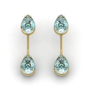 Par de Brincos Gotas Azuis em Ouro 18k