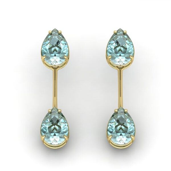 Par de Brincos Gotas Azuis em Ouro 18k