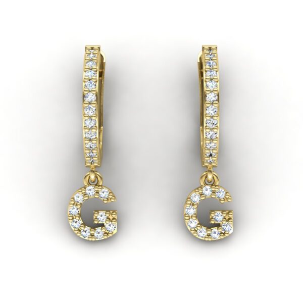 Brinco Argola Cravejada Letra G Ouro 18k - Image 2