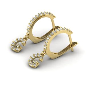 Brinco Argola Cravejada Letra G Ouro 18k