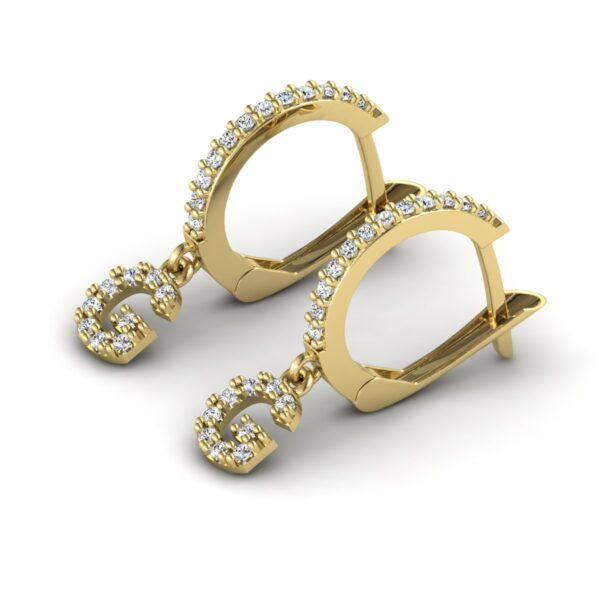 Brinco Argola Cravejada Letra G Ouro 18k