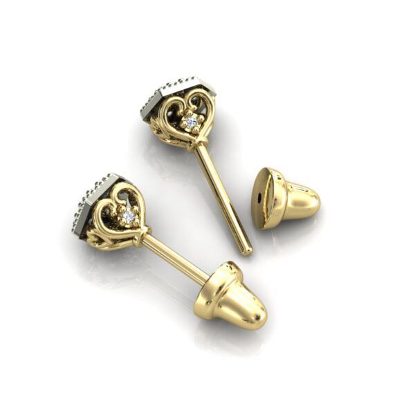 Brinco Hexágono Pedras Diamantes Copinho Em Ouro 18k - Image 3