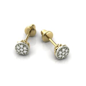 Brinco Redondo Pedras Diamantes Copinho Em Ouro 18k