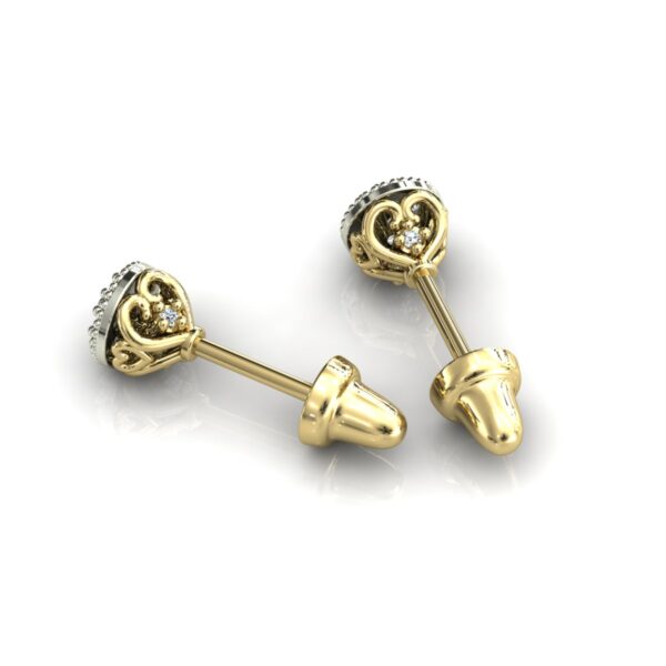 Brinco Redondo Pedras Diamantes Copinho Em Ouro 18k - Image 3