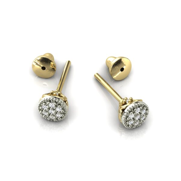 Brinco Redondo Pedras Diamantes Copinho Em Ouro 18k - Image 2