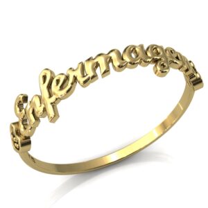 Anel Formatura Enfermagem Pedras Diamantes Ouro 18k
