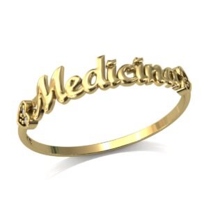 Anel Formatura Medicina Pedras Diamantes Ouro