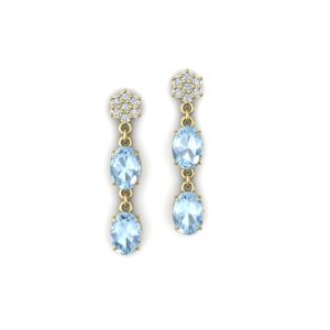 Brinco Flor De Pedras Ovais Em Ouro 18k
