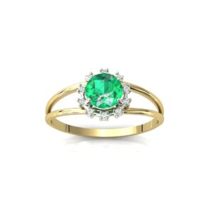 Anel Formatura Aro Duplo Fino Pedra Redonda Ouro 18k