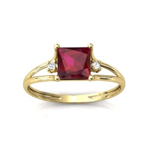Anel Formatura Aro Duplo Ouro 18k Pedra Quadrada Zircônia