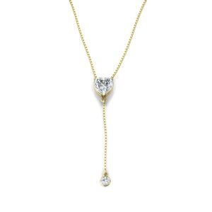 Pingente Gravata 1 Ponto De Luz 1 Coração Grande Ouro 18k