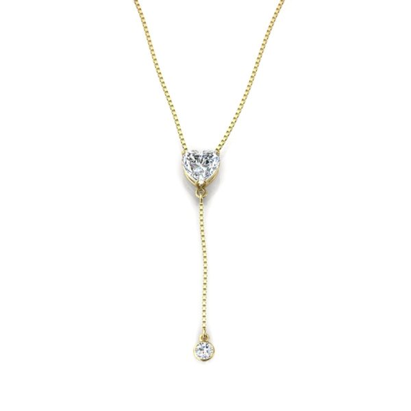 Pingente Gravata 1 Ponto De Luz 1 Coração Grande Ouro 18k
