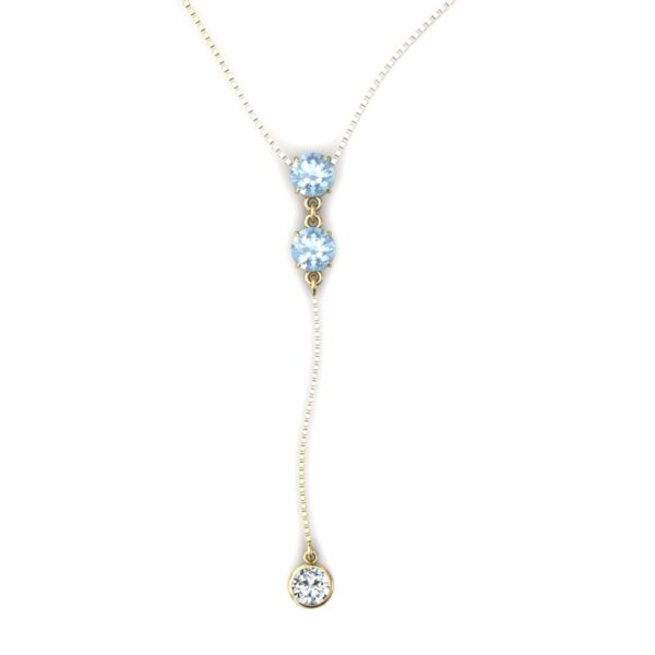 Pingente Gravata Ponto De Luz 2 Pedras Redondas Em Ouro 18k