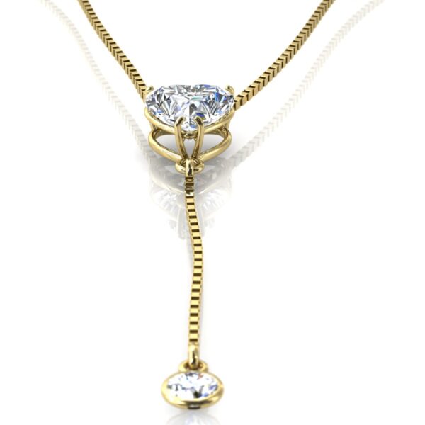 Pingente Gravata 1 Ponto De Luz 1 Coração Grande Ouro 18k - Image 3
