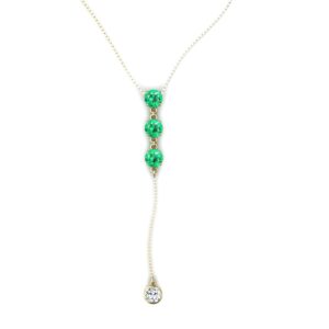 Pingente Gravata Ponto De Luz 3 Pedras Redondas Em Ouro 18k