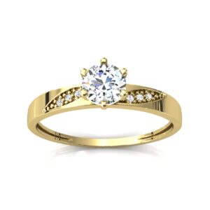 Anel Solitário Pedras Zircônia Em Ouro Amarelo 18k