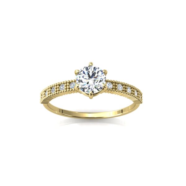 Anel Solitário Aro Cravejado Pedras Zircônias Em Ouro 18k - Image 3