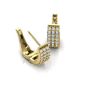 Brinco Argola Cravejado Com 54 Pedras Zircônia Em Ouro 18k