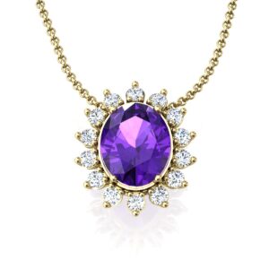 Pingente Formato Oval Pedras Zircônias Em Ouro 18k