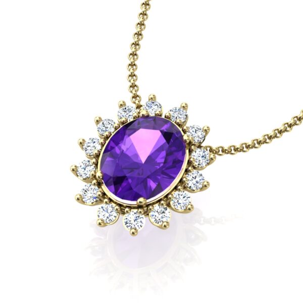 Pingente Formato Oval Pedras Zircônias Em Ouro 18k - Image 3