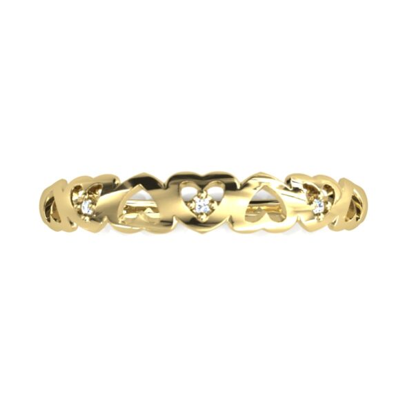 Anel Aparador Meia Aliança Corações Diamantes Em Ouro 18k - Image 2