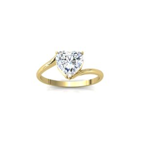 Anel Solitário Ouro 18k Coração De 8x8mm Em Zircônia