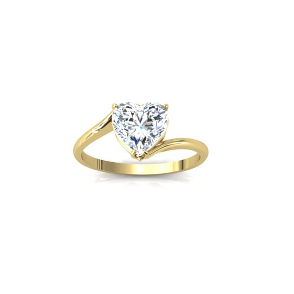 Anel Solitário Ouro 18k Coração De 8x8mm Em Zircônia