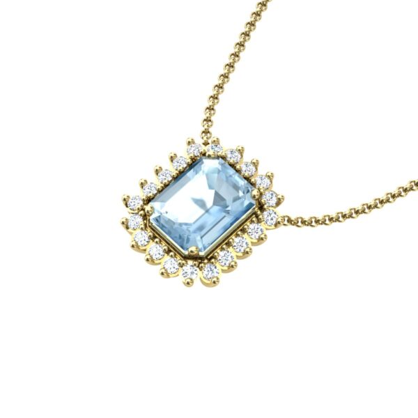 Pingente Formato Baguete Pedras Zircônias Em Ouro 18k - Image 3