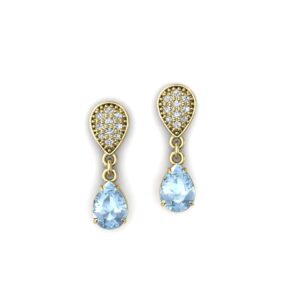 Lindo Brinco Gota Com Pedras Gotas Em Ouro 18k