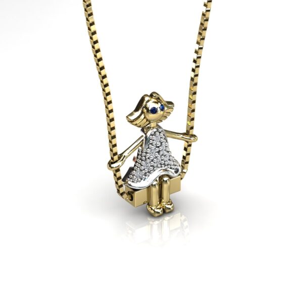 Pingente Menina Balanço Pedras Zircônias Ouro 18k - Image 2