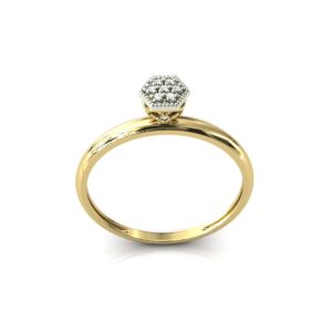 Anel Chuveiro Hexágono Diamantes Copinho Em Ouro 18k