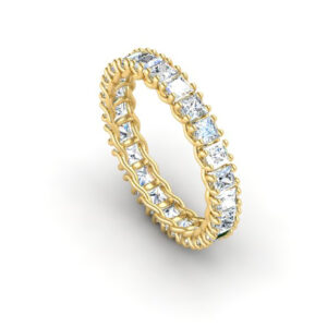 Aliança Cravejada Pedras Carrê Ouro 18k