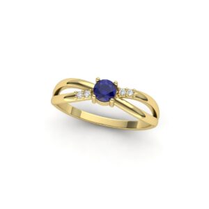 Anel Com Pedras Safira e Diamantes Ouro 18k