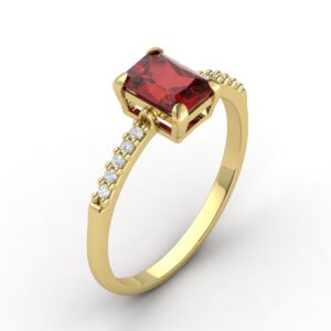 Anel Pedra Baguete Em Ouro 18k