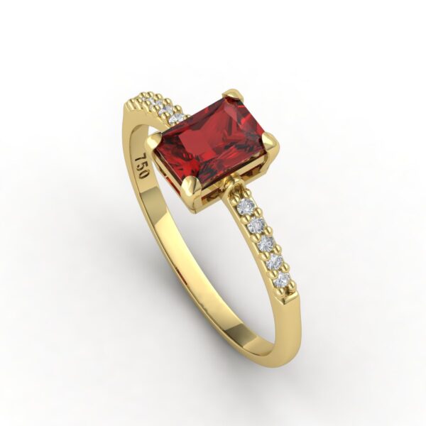 Anel Pedra Baguete Em Ouro 18k - Image 2