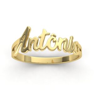 Anel Nome Antônio Em Ouro 18k