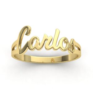 Anel Nome Carlos Em Ouro 18k