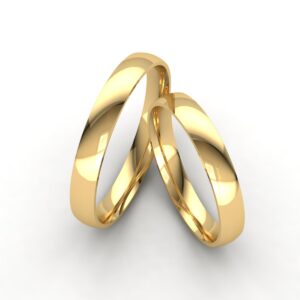 Par De Alianças Abaulada 3mm Em Ouro 18k