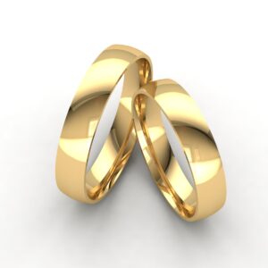 Par De Alianças Abaulada 4mm Em Ouro 10k